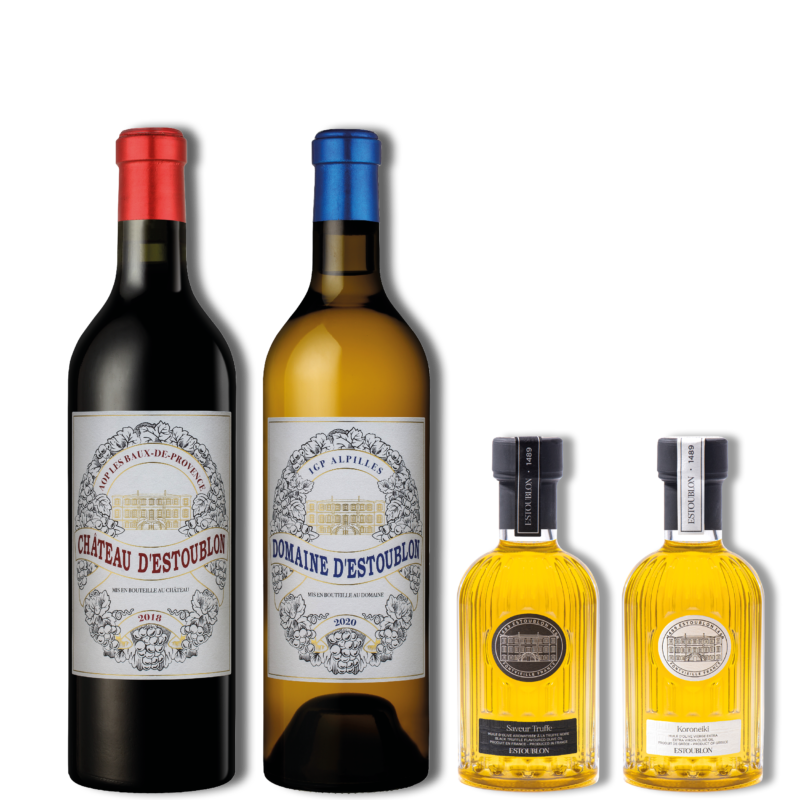 Coffret Epicure Vin rouge, vin blanc, et huile d'Olive du Chateau  d'Estoublon